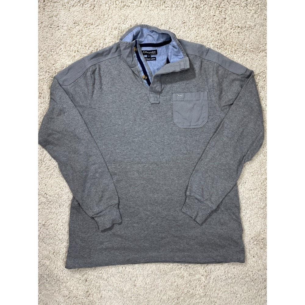 J. Hampton & Sons 1/4 Button Gray Long Sleeve Shirt Size Small Collared Pullover